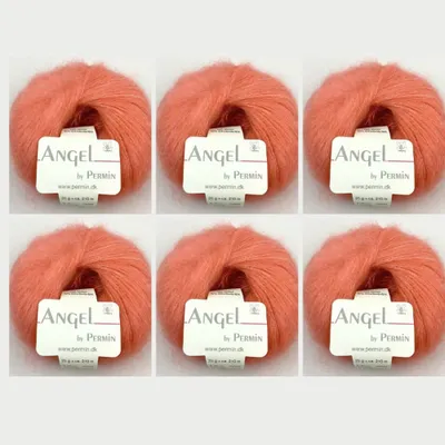 Immagine prodotto di 6x Angel by Permin – Lussuoso filato di mohair e seta (70/30) (105 coral)