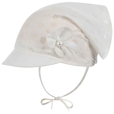 Produktbild von Kopftuch Mädchen Baby Mütze Sommer Schirmmütze Baumwolle, Creme, Gr. M(44/46)