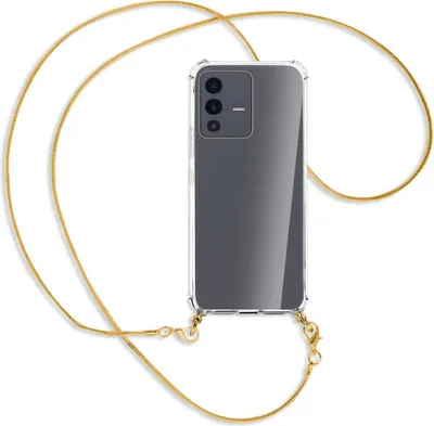 Produktbild von Handykette Backcover-Schutzhülle mit Band (Metall goldfarben) für vivo V23 5G (V2130) / S12 (V2162A) - goldfarbene Kette Snake