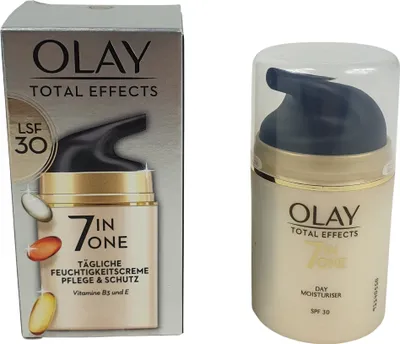 Immagine prodotto di Olay Total Effects 7-in-1 Crema idratante quotidiana, con SPF 30, 50 ml, crema da giorno con vitamina E, B3 e B5 per la cura e la protezione della pelle, crema viso