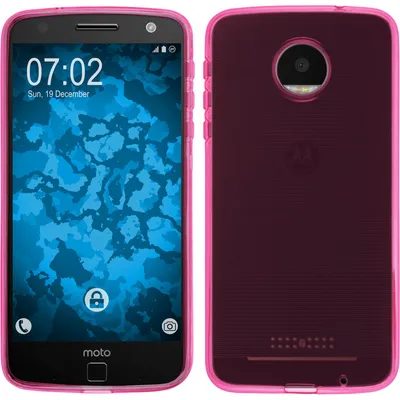 Produktbild von PhoneNatic Case kompatibel mit Lenovo Moto Z Force - pink Silikon Hülle transparent + 2 Schutzfolien