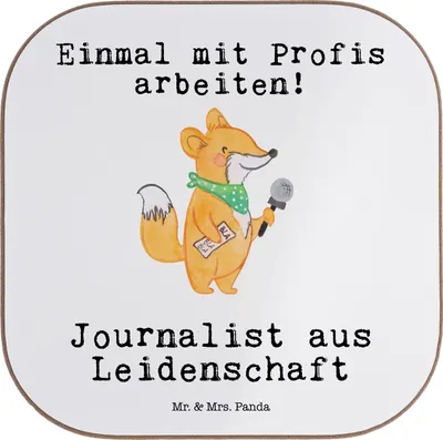 Produktbild von Mr. & Mrs. Panda Untersetzer für Gläser Journalist Leidenschaft - Weiß - Geschenk, Coaster, Ausbildung, Lustig, Holzuntersetzer, Tischuntersetzer, Spruch, Redakteur