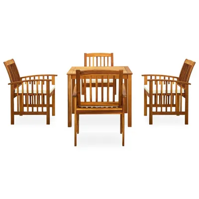 Immagine prodotto di vidaXL Set da pranzo da giardino 5 pezzi con cuscini in legno massiccio di acacia