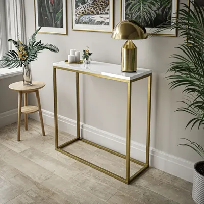 Produktbild von Konsolentisch MODERN 80 cm Gold Matt/  Weiß hochglanz