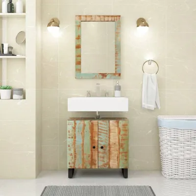 Produktbild von Möbel Spiegel 70x50 cm Altholz Massiv und Glas - Wandspiegel &38421