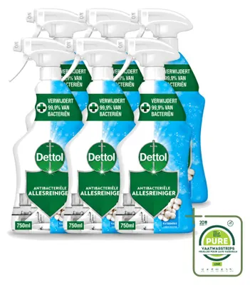 Produktbild von 6 x Dettol Allesreiniger Spray Katoenfris - Antibakteriell - 750 ml - Großpackung - 6 Stücke