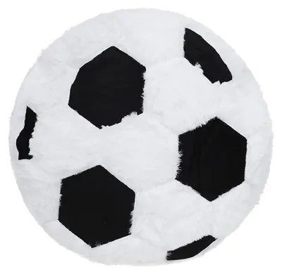 Productafbeelding van Pluche kussen, voetbalvorm, 45x45 cm, wit. Zacht pluche decoratief kussen