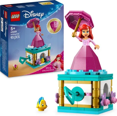 Produktbild von LEGO ǀ Disney Princess Arielle Spieluhr, Fantasy Spielset mit Fabius Figur für Fans der kleinen Meerjungfrau, Baubare Schatulle mit Prinzessin Mini Puppe, Geschenk für Mädchen ab 5 Jahren 43259