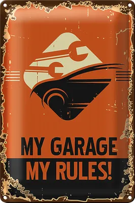 Produktbild von Blechschild Retro 20x30cm Auto my garage my rules