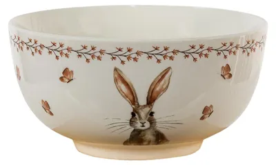 Obrázek produktu pro Clayre & Eef polévková mísa 500 ml béžově hnědý porcelán králík
