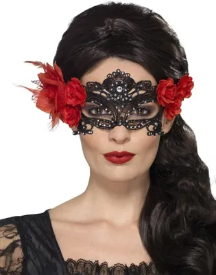 Imagen del producto de Máscara veneciana "Día de los Muertos", diseño  y rojo, talla única