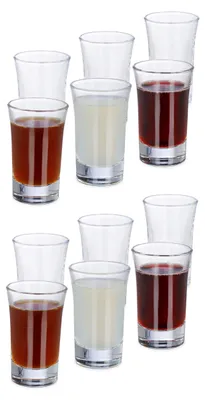 Shotgläser 12er Set, Glas, 4 cl, spülmaschinenfest, transparent