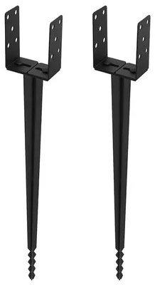 Immagine prodotto di Vigevee 2 supporti a U da infilare nel terreno, 700 mm, regolabili da 100 a 165 mm, con manicotto di infissione, manicotto da terra e ancoraggio per pali, in acciaio verniciato a polvere da 2 mm, per recinzioni da giardino, pergolati e tettoie