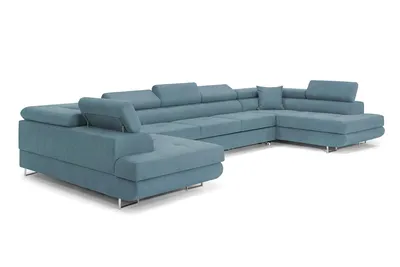 Produktbild von Ecksofa mit Schlaffunktion und Bettkasten PASTI XXL U-Form, Couch, Eckcouch für Ihr Wohnzimmer, Petrolblau