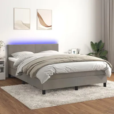 Obrázok produktu pre vidaXL Boxspring posteľ s matracom a LED Light Grey 140x190 cm Velvet