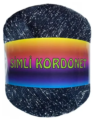 100g Kordonet Simli mit Glitzereffekt Strickgarn dunkelblau