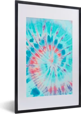 Produktbild von MuchoWow® Gerahmtes Poster Sommer - Krawattenfärbung - Blau 40x60 cm - Poster mit Schwarzem Bilderrahmen Wandposter Rahmen Foto Bilder - Poster in Rahmen