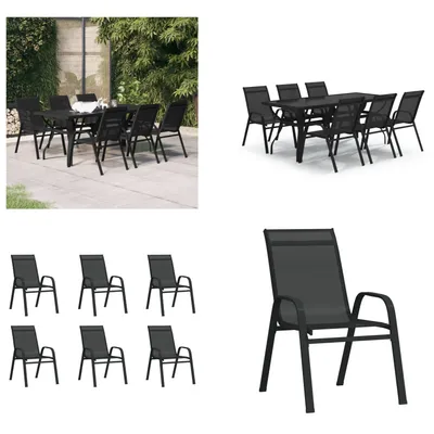 Image de vidaXL 7 pcs. Salon de jardin noir - Salon de jardin - Salon de jardin - Salon de terrasse - Salon d'extérieur