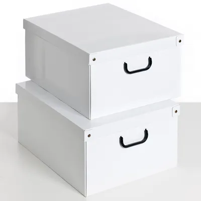 Karton-Aufbewahrungsbox 2er Set 50x40x25 cm Weiß