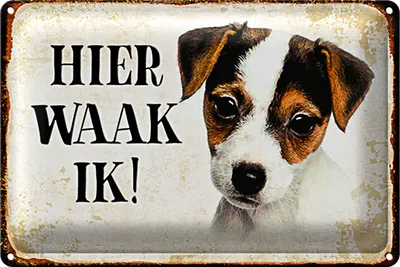 Produktbild von Blechschild Spruch 30x20cm holländisch Hier Waak ik Jack Russell Terrier Puppy
