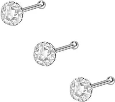 Produktbild von Nasenpiercing, Nasenstecker SET 925er Silber Nasenstecker Pin EINGEFASSTER KRISTALL