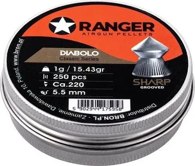 Produktbild von 5,5 mm RANGER Diabolo Scharfspitz-Pellets, 250 Stück, 1,00 g