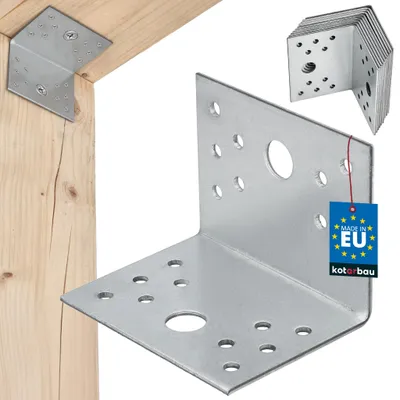 Obrázek produktu pro KOTARBAU® Sada 12 ks úhlových spojek, úhelník s otvory 60x60x80 mm, stavební úhelník, úhelník s otvory, tesařský úhelník, stavební spojka, pozinkovaná ocel