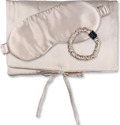 Obrázek produktu pro AILORIA TRAVEL SET BEAUTY S - taška, maska na spaní a škraboška S z hedvábí BEIGE
