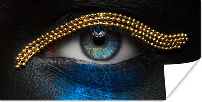 Produktbild von MuchoWow® Poster Frau - Augen - Make-up - Luxus - Gold 80x40 cm - Wanddeko