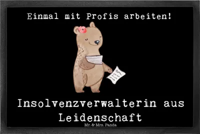 Produktbild von Mr. & Mrs. Panda Schmutzmatte Insolvenzverwalterin Leidenschaft 40 x 60 cm - Schwarz - Geschenk, Fussmatte, Bodenvorleger, fußmatte, Schuhabstreifer, Schmutzfangmatte