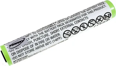 A single battery cell with text and symbols printed on its surface.