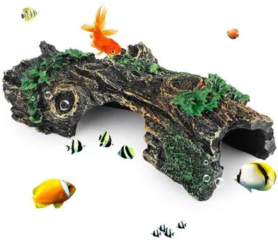 Produktbild von Ibenzoa® Hohle Baumstamm Aquariumdekoration aus Harz – Unterschlupf & Kletterplatz für Fische, Garnelen, Einsiedlerkrebse & Reptilien, 15,5×6,3×5 cm