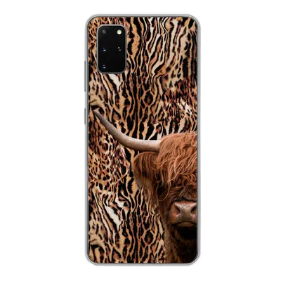 Produktbild von MuchoWow® Handyhülle Schutzhülle Hülle für Samsung Galaxy S20 Plus Schottischer Highlander - Kuh - Pantherdruck Silikon Softcase Handy Hülle - Hartschale