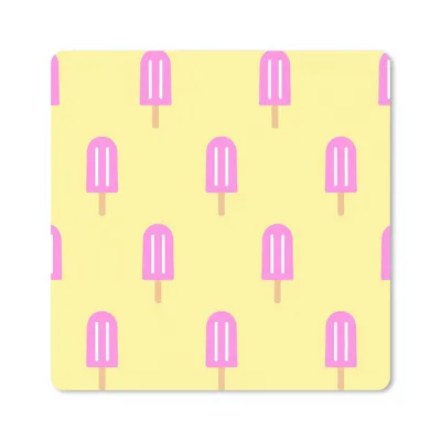 Produktbild von MuchoWow® Mauspad Mousepad Eiscreme - Muster - Gelb - Rosa 20x20 cm - Mousepads - Maus Mat - Pad - Mausunterlage - Desk Mat - Bureauartikeln