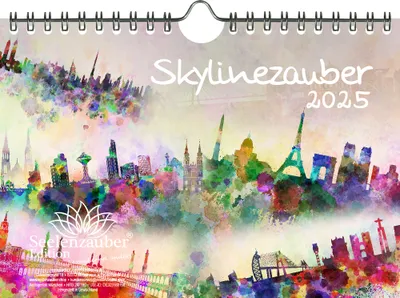 Produktbild von Skylinezauber DIN A5 Wandkalender für 2025 Skylines in Aquarell - Seelenzauber