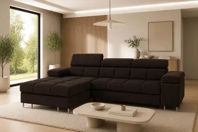 Produktbild von KSHOMECONCEPT Ecksofa COMODO L-Form links Schokoladenbraun 271 × 203 cm, KI-generiertes Bild