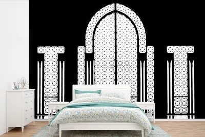 Produktbild von MuchoWow® Fototapete für Wohnzimmer oder Schlafzimmer Wandtapete Vinyl Motivtapete Schwarz - Weiß - Fenster - Mensch - 600x400 cm - Vinyltapeten