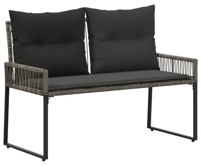 Immagine prodotto di Panchina da esterno vidaXL con 4 cuscini, grigio e grigio scuro, in polyrattan