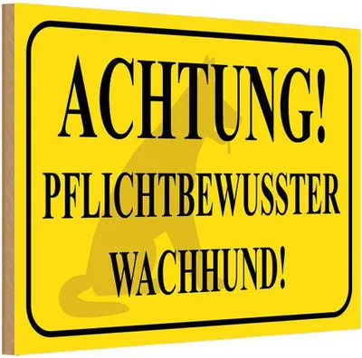 Produktbild von vianmo Holzschild 12x18 cm Achtung Wachhund pflichtbewusst