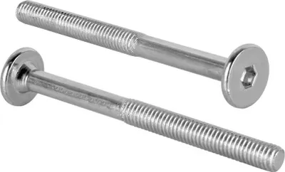 Zdjęcie produktu dla Wkręty meblowe z łbem płaskim M6 Złącza meblowe 70mm typ KF z gniazdem sześciokątnym ISK 4mm - 10 szt