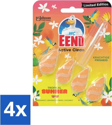 Produktbild von WC-Ente - Active Clean Tropical Summer - Toilettenstein - Sommerfrische - 38 gr - Vorteilspack - 4 Stücke