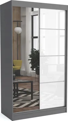 Produktbild von Moderner Kleiderschrank mit Schiebetüren ZANU 120 cm Hochglanzplatte (ANTRACIT)