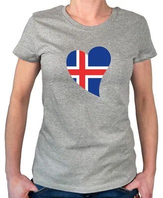 Produktbild von Huuraa Damen T-Shirt Island Flagge Herz M Sport Grey Bio Baumwolle Fairtrade Damenshirt Geschenkidee