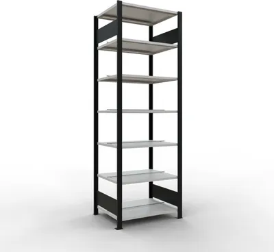 Produktbild von Schulte Büro-Fachbodenregal MULTIplus150 Stecksystem mit Mittelanschlag | Grundregal | Fachlast 150kg | 230x75x60cm | 7 Ebenen | Beidseitig nutzbar | Schwarz/Lichtgrau