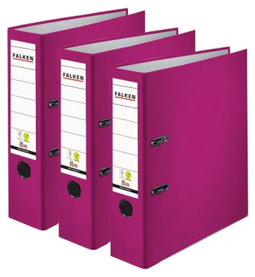 Produktbild von FALKEN 3x PP-Color Kunststoff-Ordner 8 cm breit DIN A4 brombeere