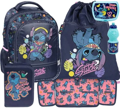 Produktbild von 5tlg Lilo und stitch Schulrucksack set schulranzen Federtasche Sportbeutel Trinkflasche Brotdose STITCH schultasche Tornister fur madchen
