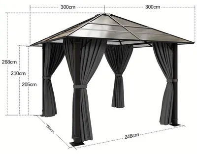 Productafbeelding van Gazebo - Tuinkamer - Tuinhuis - Partytent - Overkapping - 3x3 meter - Stevig Aluminium Frame