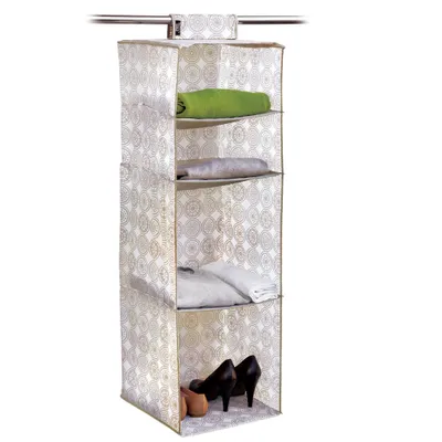 Produktbild von Domopak Hängeregal ELLA beige 33x33x103 cm mit 4 Fächern wasserdicht für Kleiderschrank