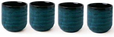 Image de Jeu de thé japonais en céramique - Ensemble de 4 tasses vertes