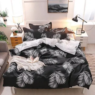 Produktbild von Azomor® Dreiteiliges Wendebettwäsche-Set mit botanischem Muster für jedes Schlafzimmer